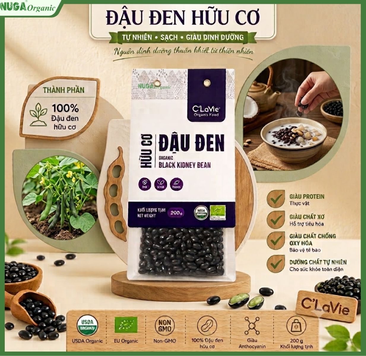 Đậu đen hữu cơ - C'LaVie - 200g