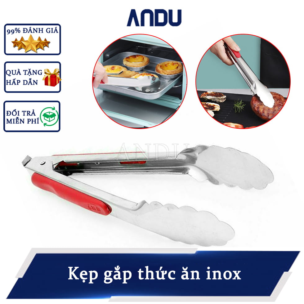 Kẹp Gắp Thức Ăn Inox, Kẹp Nướng Không Gỉ, Dụng Cụ Kẹp Thịt Nướng