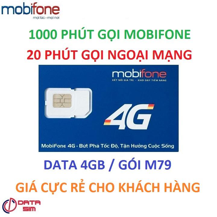 Freeship - chưa kích hoạt sim 4g mobifone 1000 phút nội mạng 20 phút liên mạng 4gb