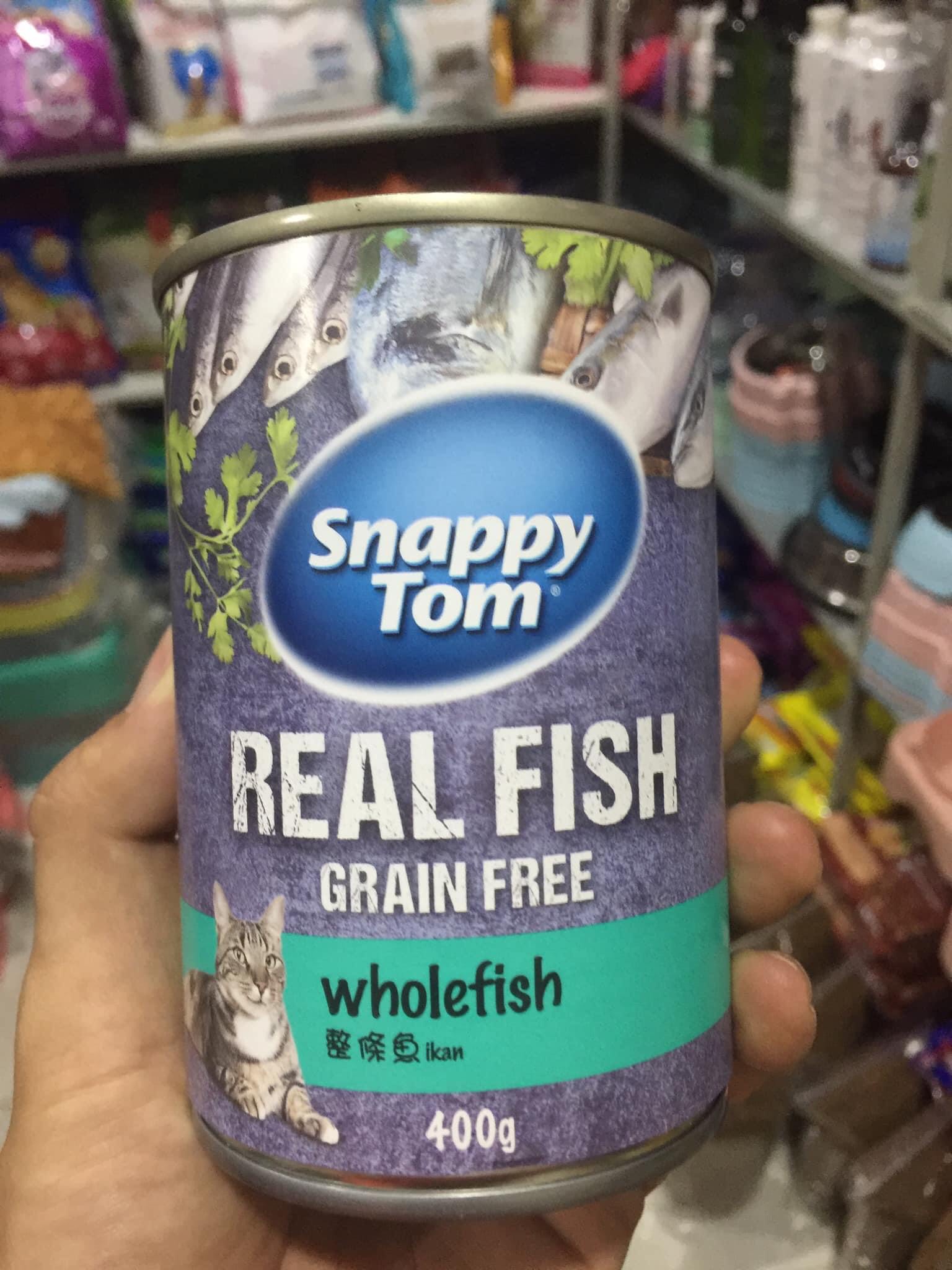 Pate Snappy tom Real Fish siêu cá lon 400g vị cá hồi hoặc cá trích