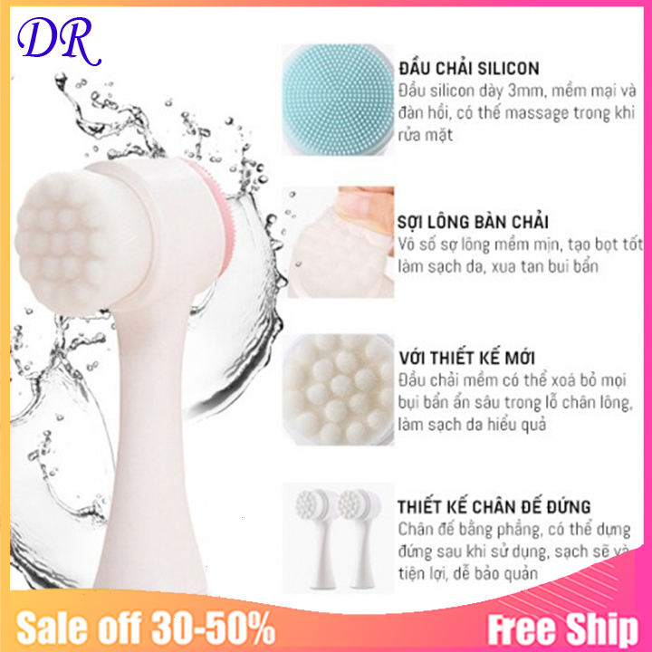 Cọ rửa mặt 2 đầu Hàn Quốc lông cọ mềm mịn.