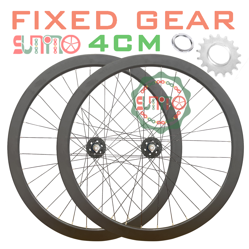 Bánh xe đạp fixed gear hub FEIYAFU vành cao 4cm không má phanh