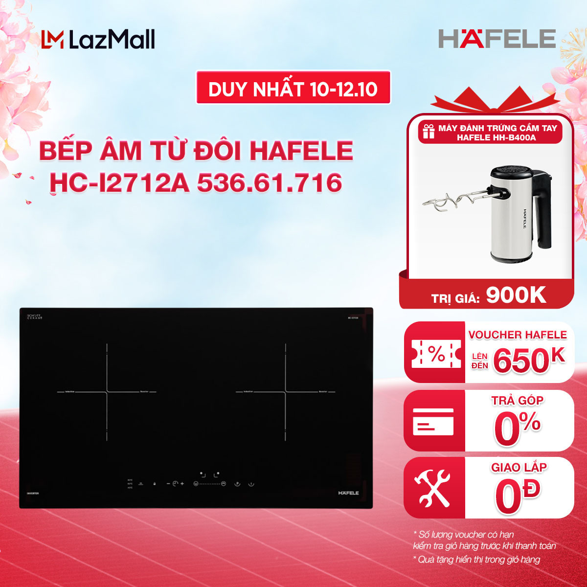 Bếp âm từ đôi Hafele HC-I2712A (536.61.716)