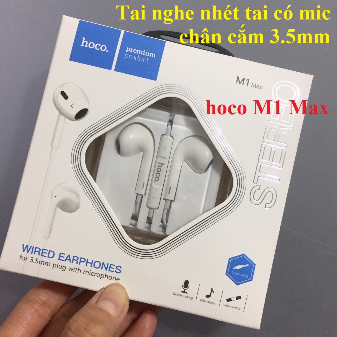Tai nghe nhét tai có mic chân cắm 3.5mm hoco M1 Max