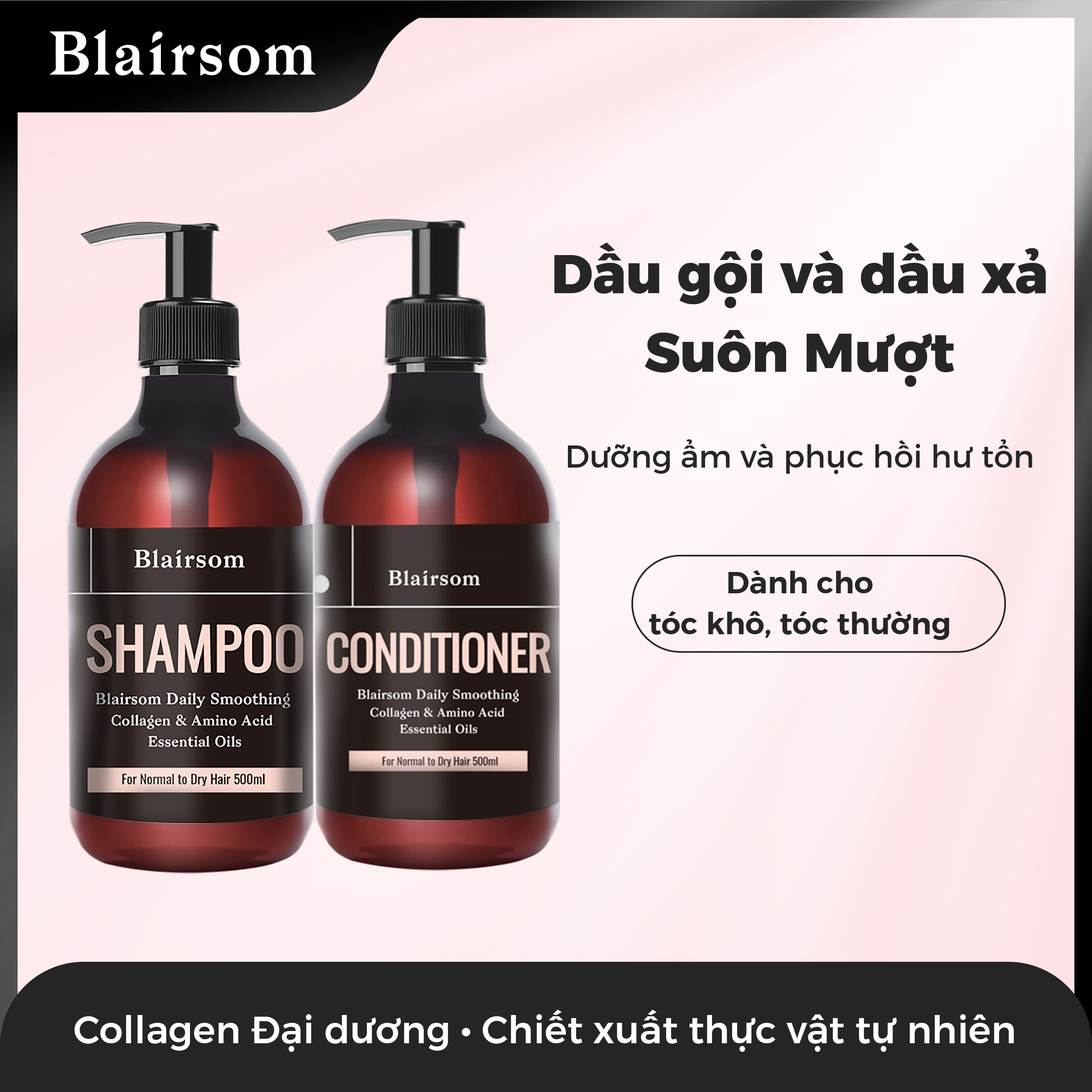 Bộ gội xả Blairsom Suôn mượt - Phục hồi hư tổn