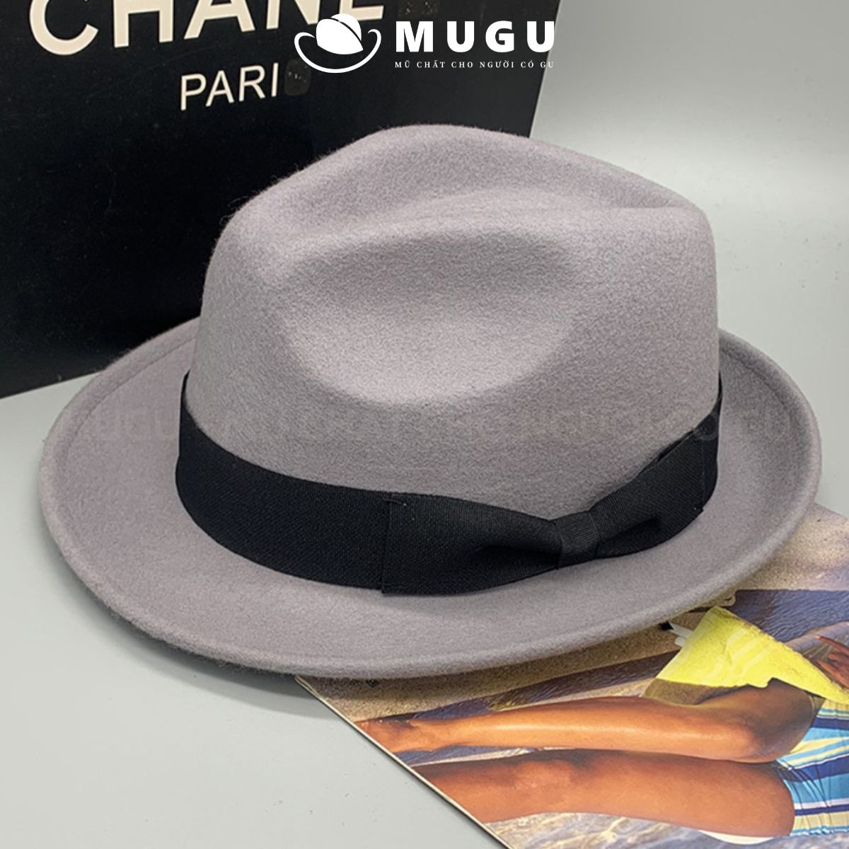Mũ phớt nam nữ fn14 fedora thời trang mugout, nón phớt vintage chụp ảnh chất nỉ cao cấp | mũ chất