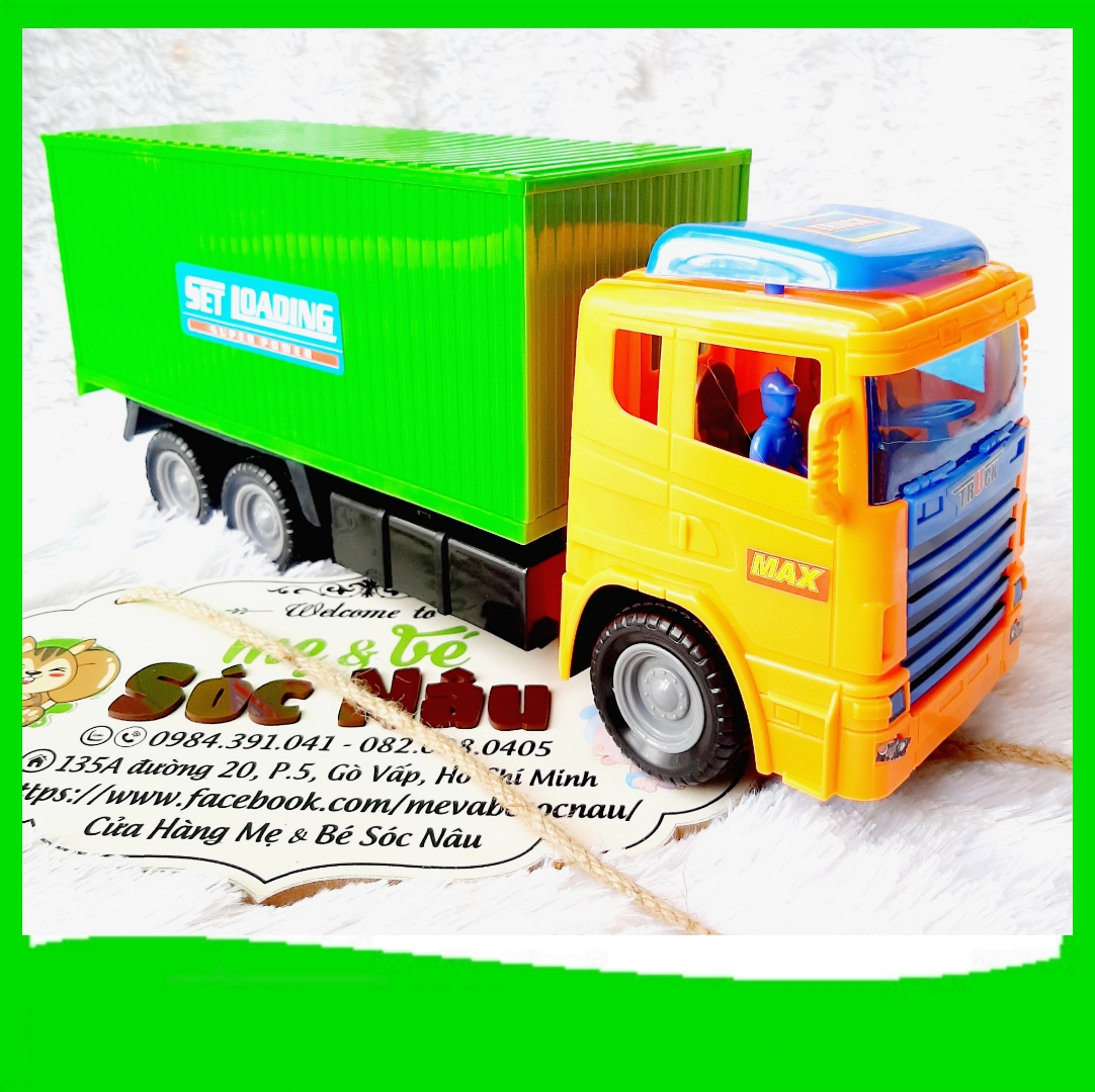 Đồ chơi Xe Container loại lớn chạy bánh đà_chạy trớn Cho Bé Chơi
