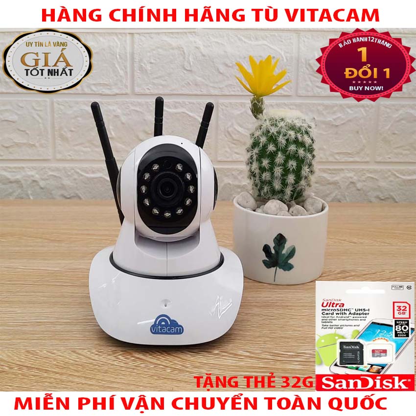 [ TẶNG THẺ 32G ] CAMERA VITACAM C780 3.0MPX - 3 RÂU WIFI CHÍNH HÃNG- Kết Nối Wifi Trực Tuyến- Chất Lượng Ảnh Ghi Hình Sắc Nét Cả Ngày Và Đêm- Bảo hành 12 Tháng