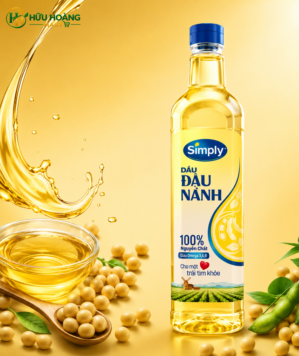 Dầu ăn đậu nành Simply ( chai 1 lít )