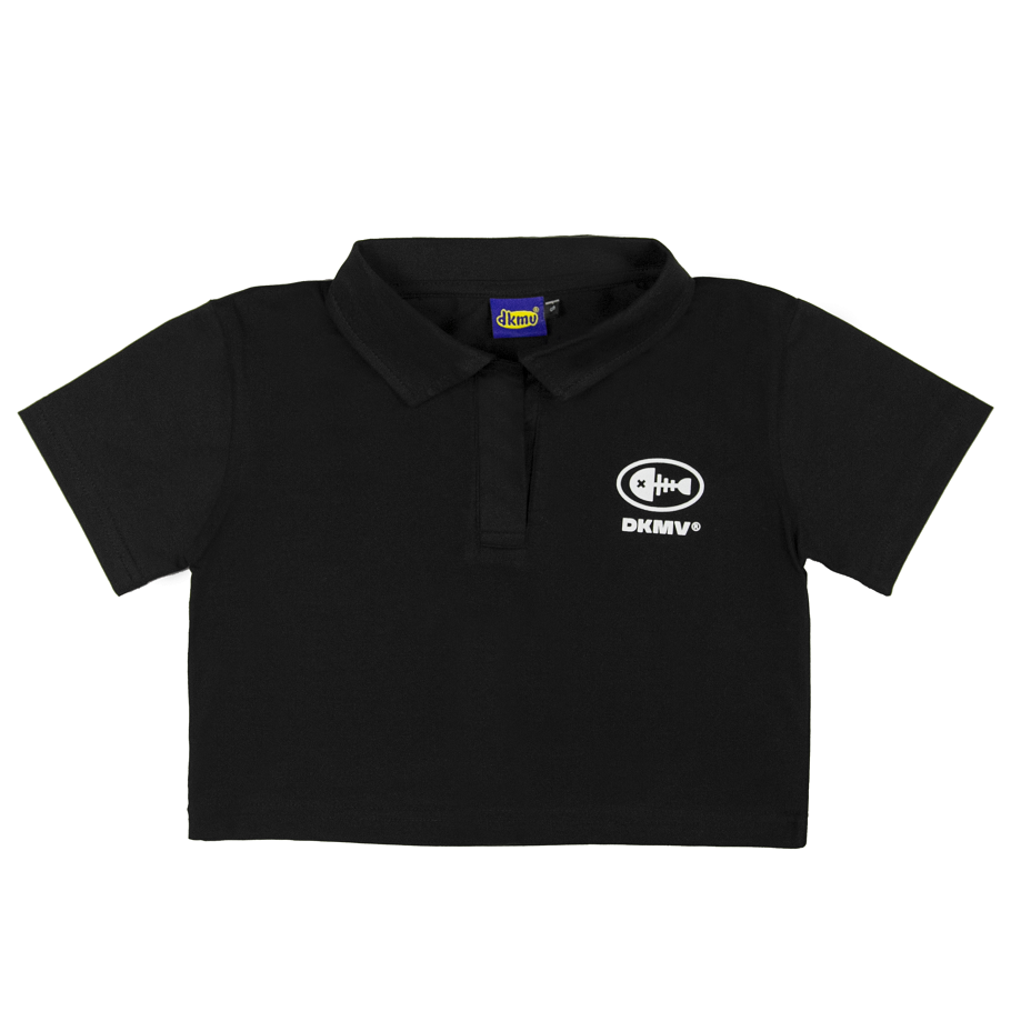 Dkmv áo croptop nữ có cổ tone màu đen dkmv polo basic-black | k04-t2