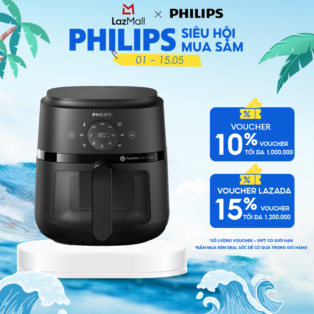 Nồi Chiên Không Dầu cảm ứng Philips NA220/00 - 13trong1 |4.2L|RapidAir Chín đều không lật trở- BH 2 năm - Hàng Phân Phối Chính Hãng