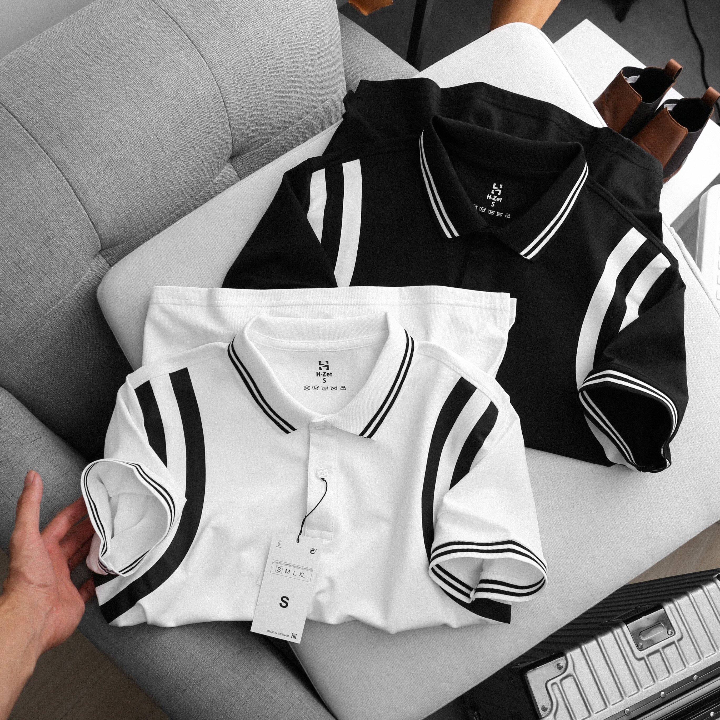 Áo polo viền vai vải polo cá sấu cao cấp - polo cổ bẻ nam