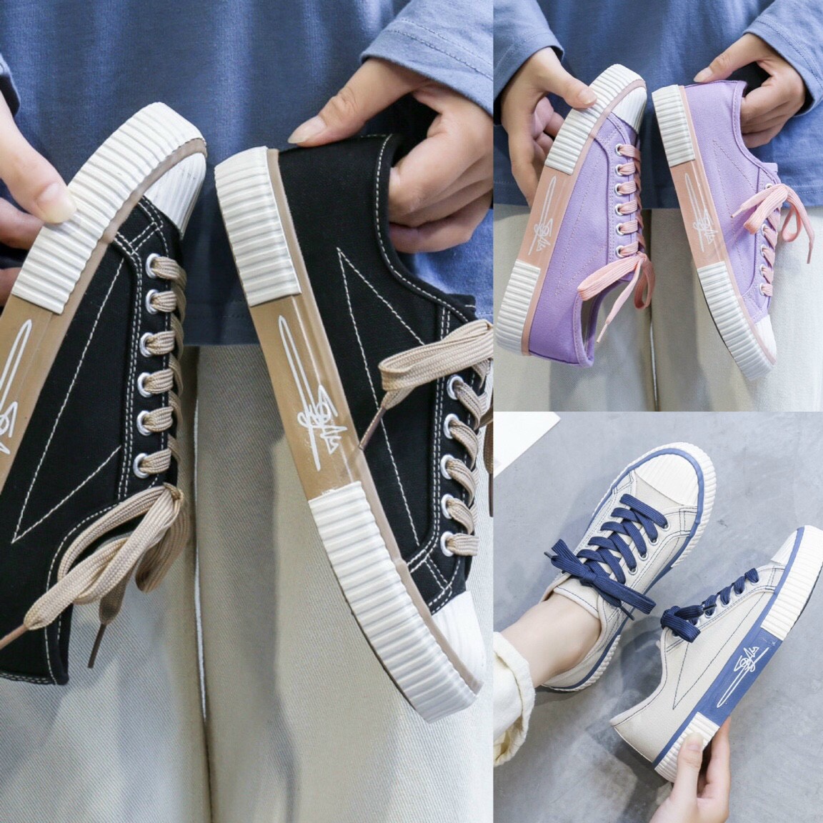 Giày nữ sneaker, giày nữ thể thao vải mẫu mới ENNIU TB73