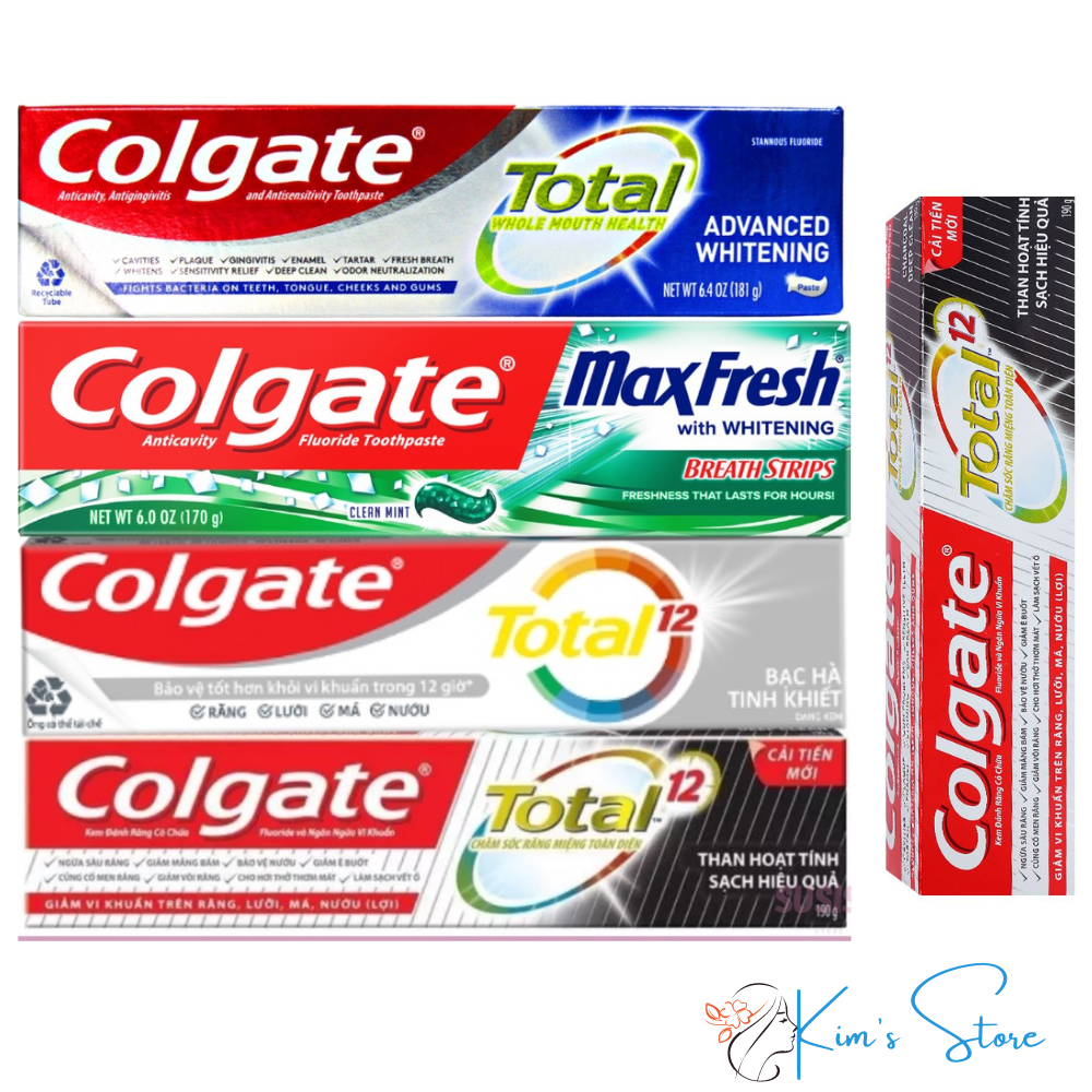 Kem đ﻿ánh răng COLGATE Mỹ Total Advanced Whitening/Maxfresh/Bạc Hà / Optic White Plus Shine / bàn chải đánh răng- Kim Beauty Shop