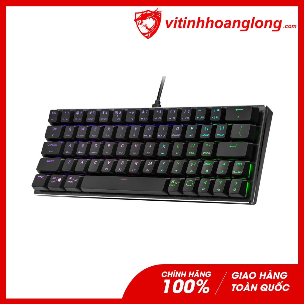 Bàn phím cơ cooler master sk620 space gray low profile red switch rgb tkl