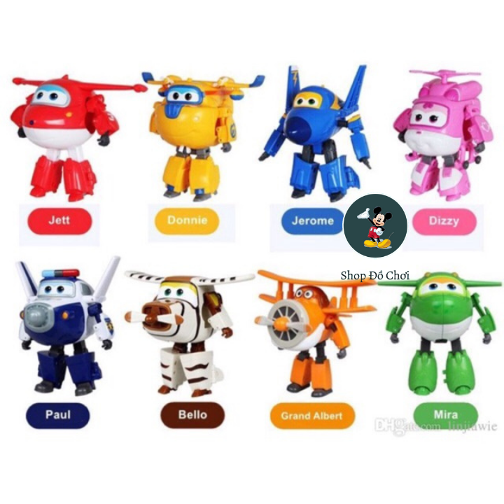 Hộp 8 nhân vật đội bay siêu đẳng Super wings biến hình thành máy bay và robot