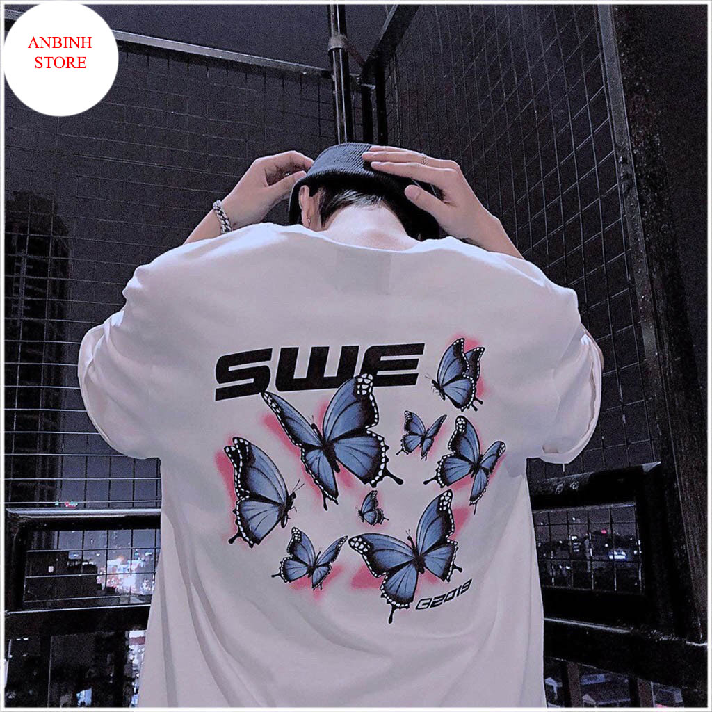 Áo Thun Cặp Nam Nữ Form Đẹp Hàn Quốc Màu Trắng In SWE BƯỚM Phong Cách, Thiết Kế Thời Trang, Kiểu Dáng Năng Động Trẻ Trung MS569