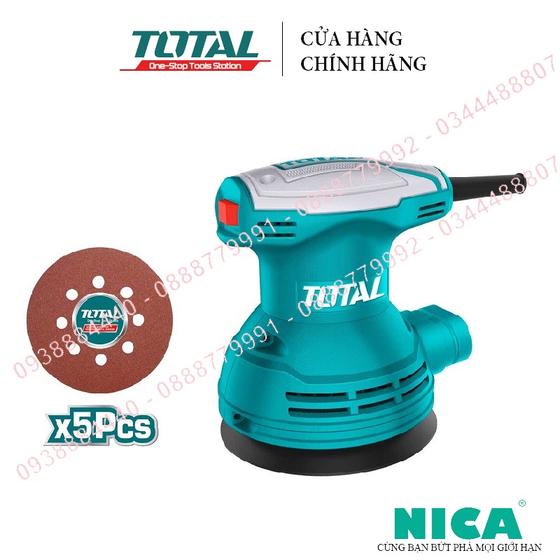 Máy chà nhám tròn total tf2031256 công suất đầu vào: 320w tốc độ không tải: 12000rpm. đường kính đĩa: 125mm, kèm 1 giấy giám tròn, 1 bộ than. siêu thị đồ nghề