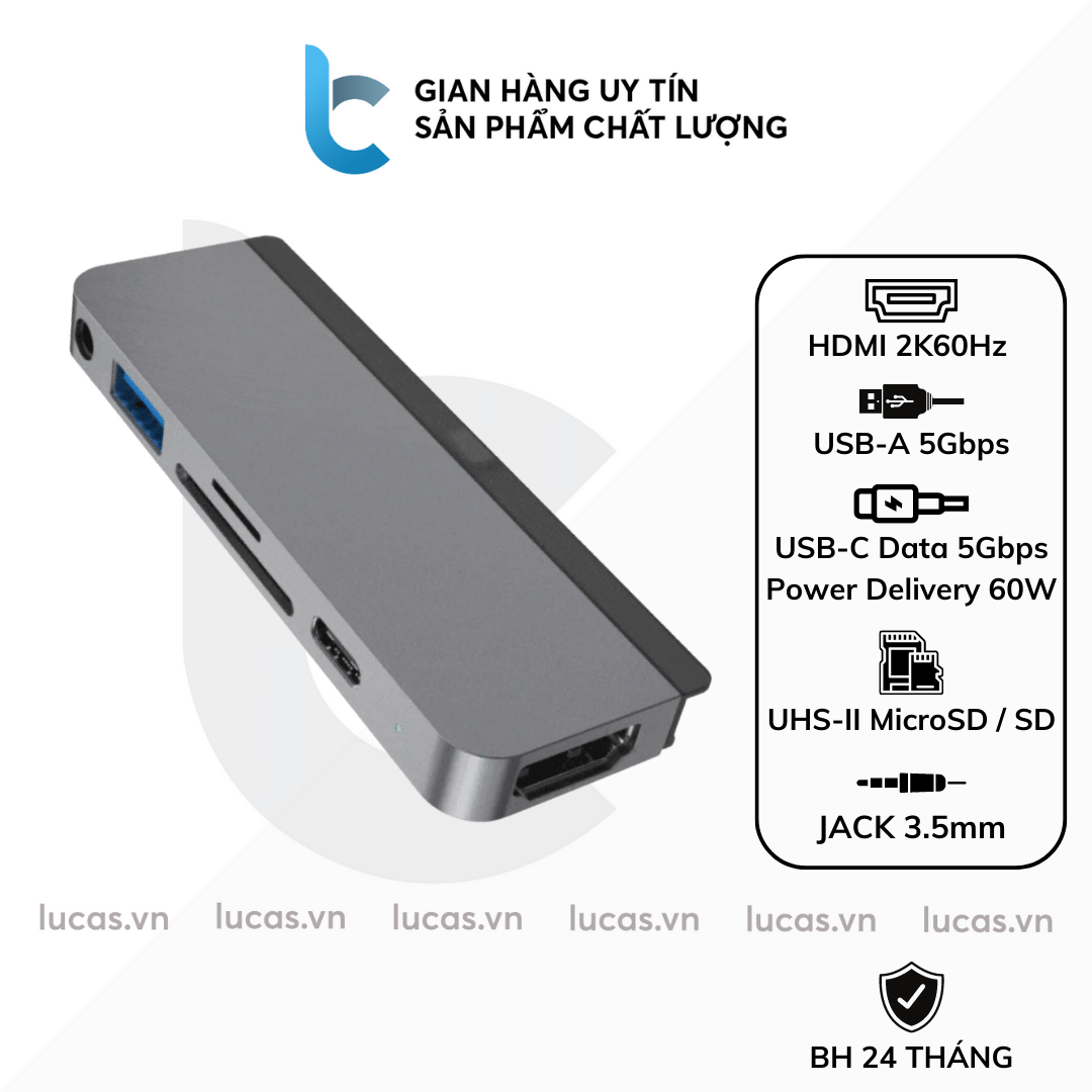 Cổng chuyển/ Hub USB-C 6in1 HyperDrive Dành Cho iPad/Macbook/Laptop/Smartphone