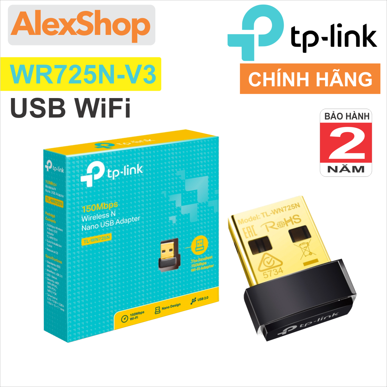 Thiết Bị Thu Sóng USB WiFi TP-Link WN725N Chính Hãng 150Mbps