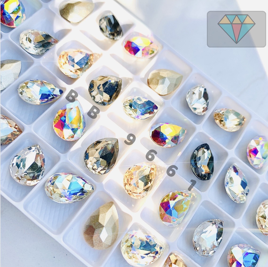 20 viên đá khối giọt nước cỡ lớn trang trí móng nail cao cấp