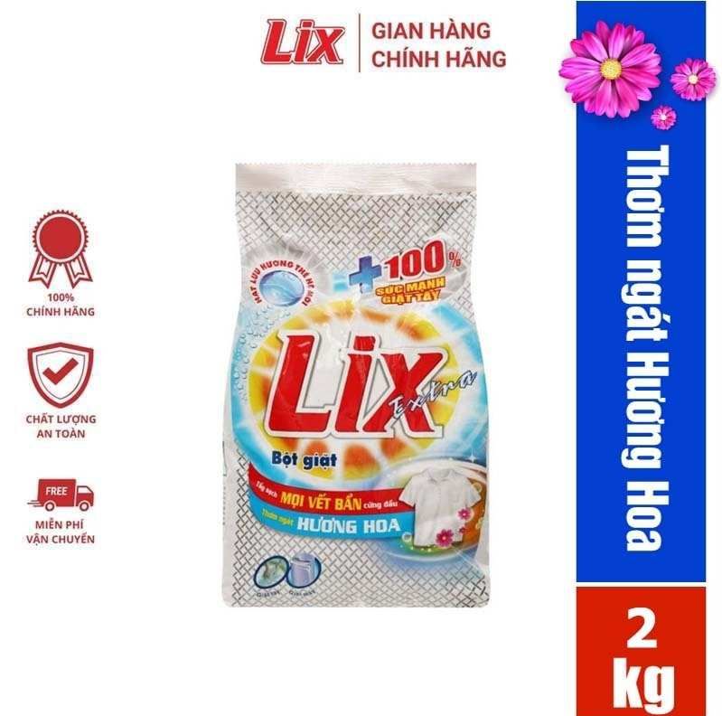 Bột giặt lix 2kg hương hoa extra đánh bay mọi vết bẩn