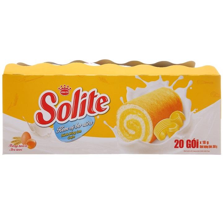 Bánh bông lan cuộn kem vị bơ sữa Solite hộp 360g