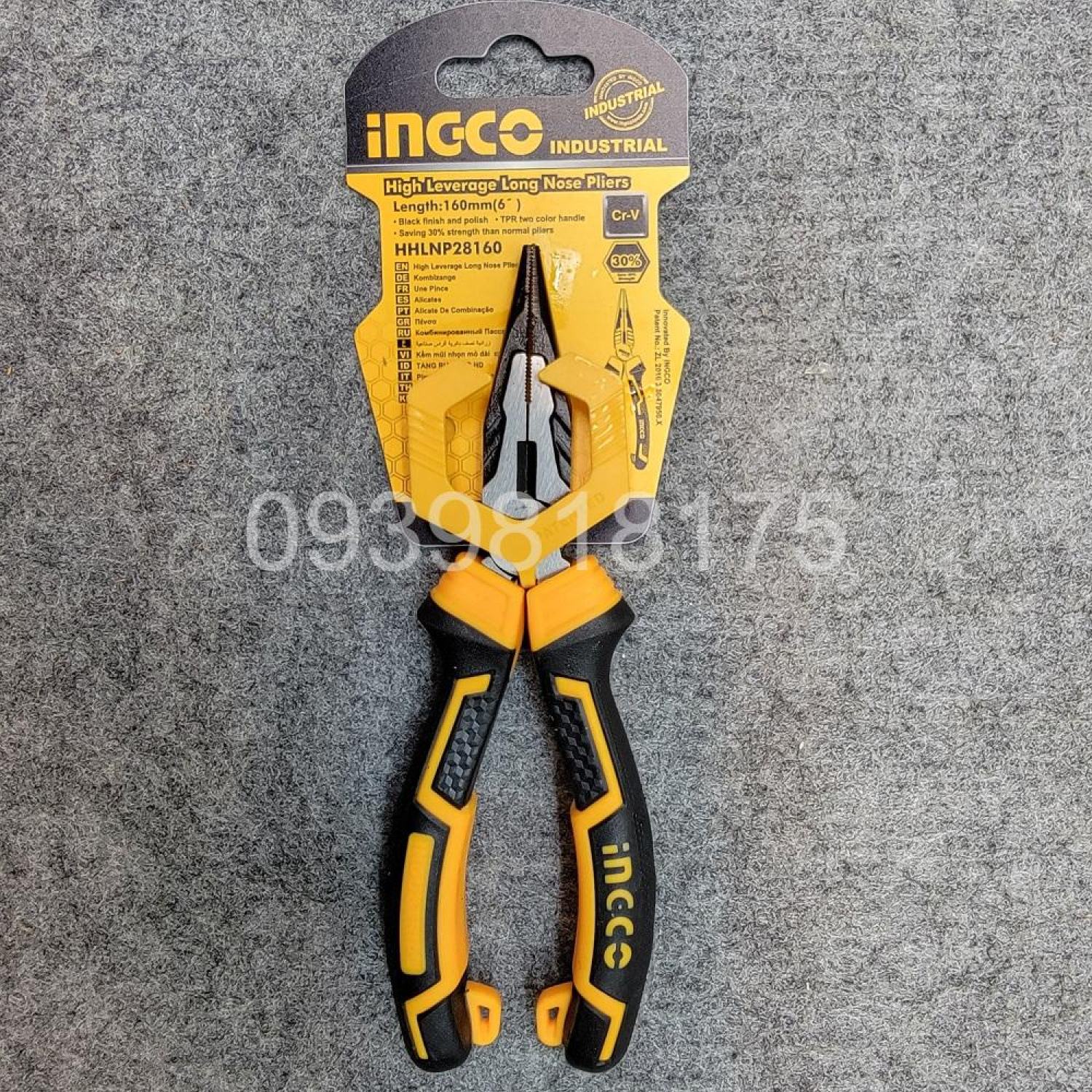 Kềm mũi nhọn mỏ dài cao cấp ingco hhlnp28200 hhlnp28160