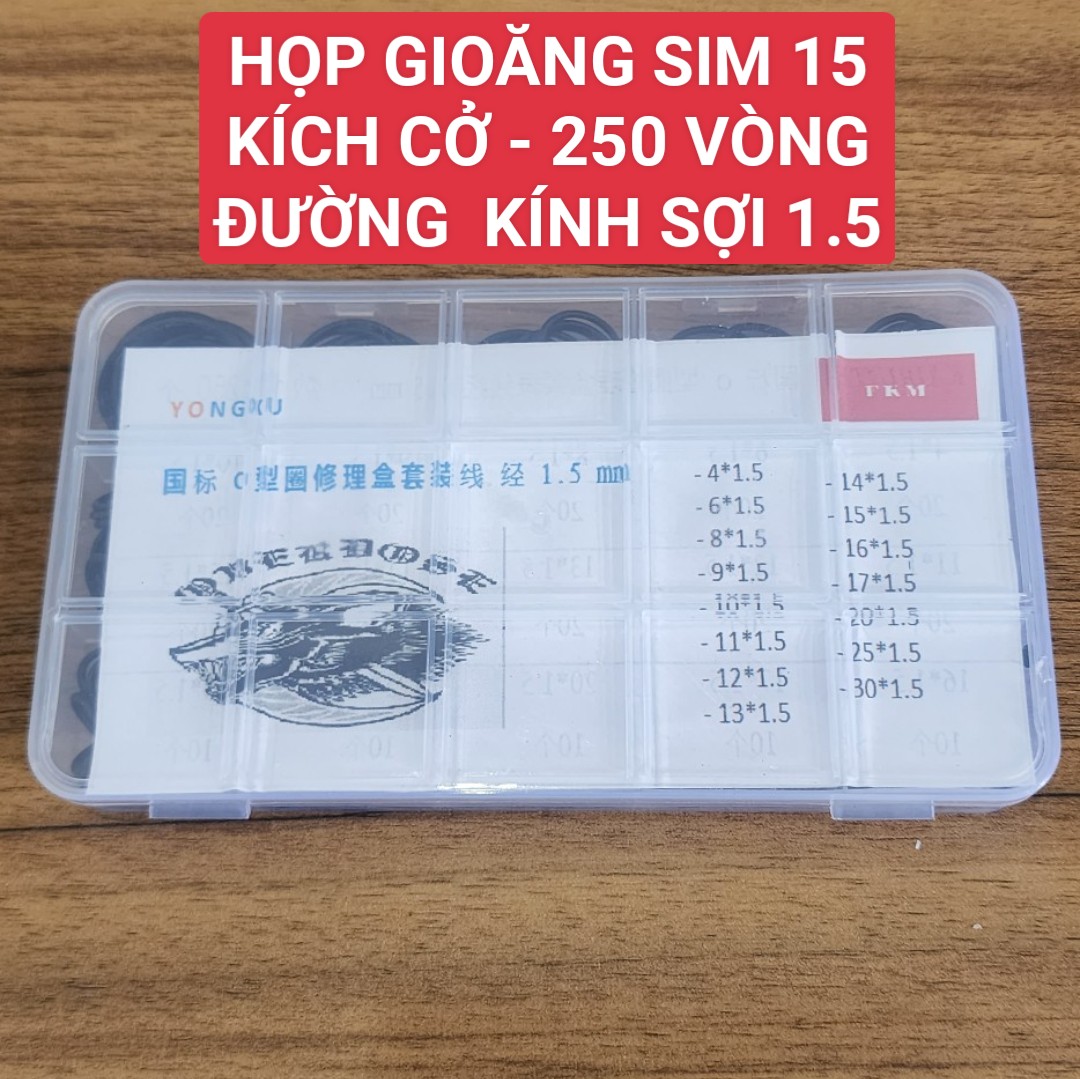 Hộp gioăng sim cao su kích cỡ sợi 1.5 chuẩn thay thế đa năng