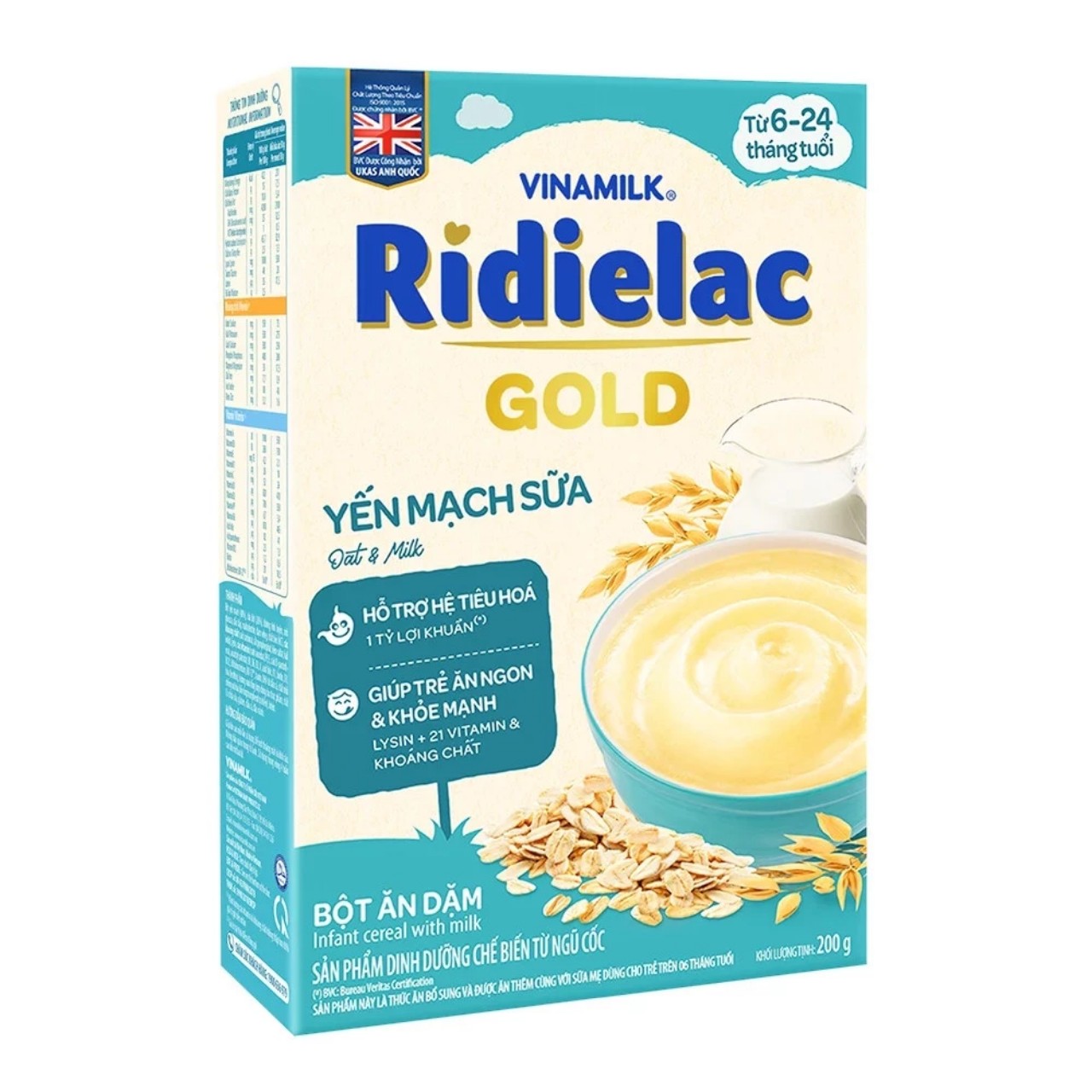 [Mẫu Mới] Bột Ăn Dặm Ridielac Gold Yến Mạch Sữa 200g.