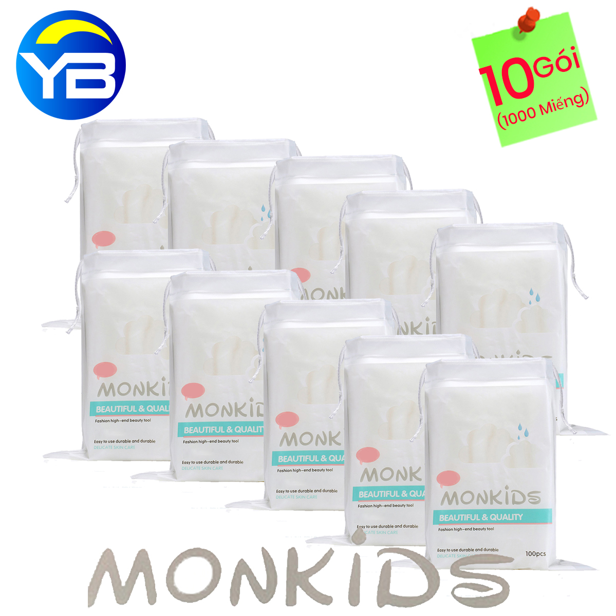 Combo 10 gói bông tẩy trang monkids 100% cotton