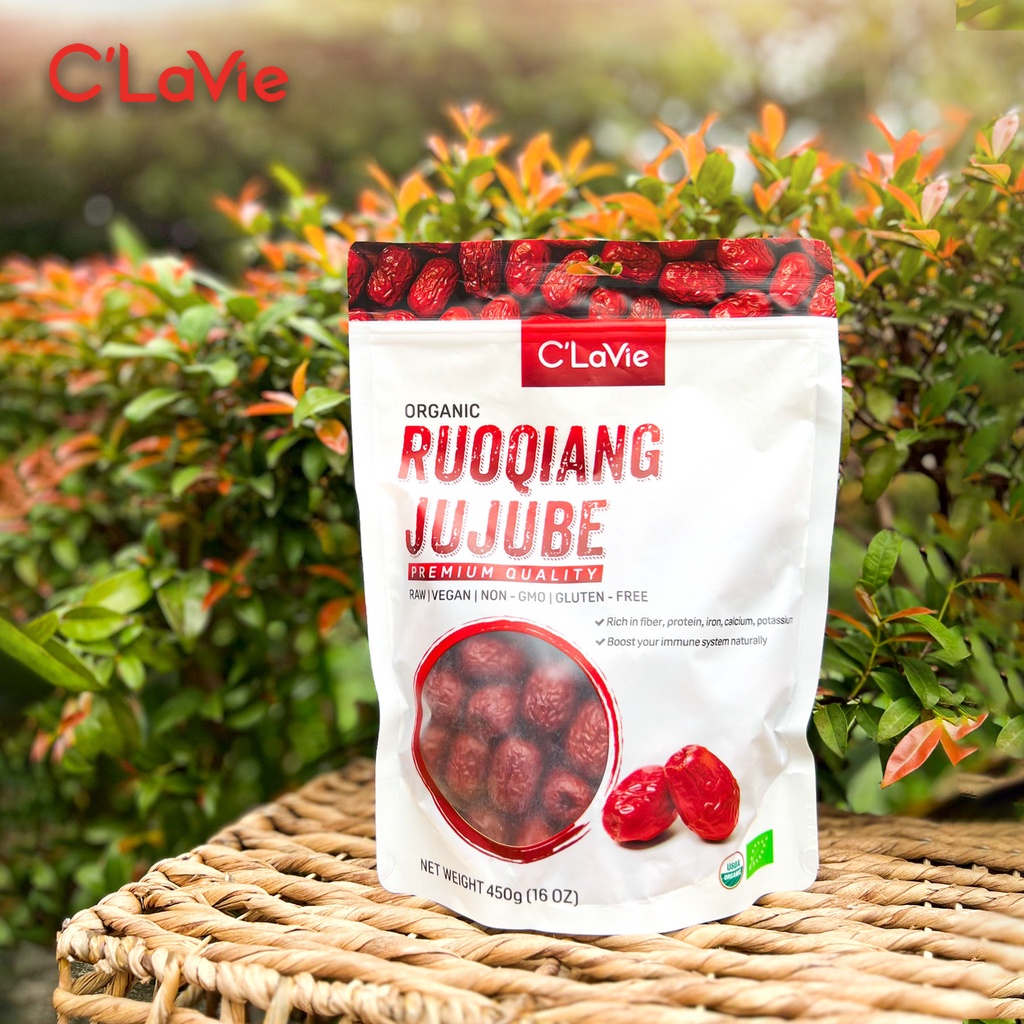 (HÀNG CHUẨN)Táo đỏ Ruoqiang hữu cơ C'Lavie Organic Dried Jujube 450g
