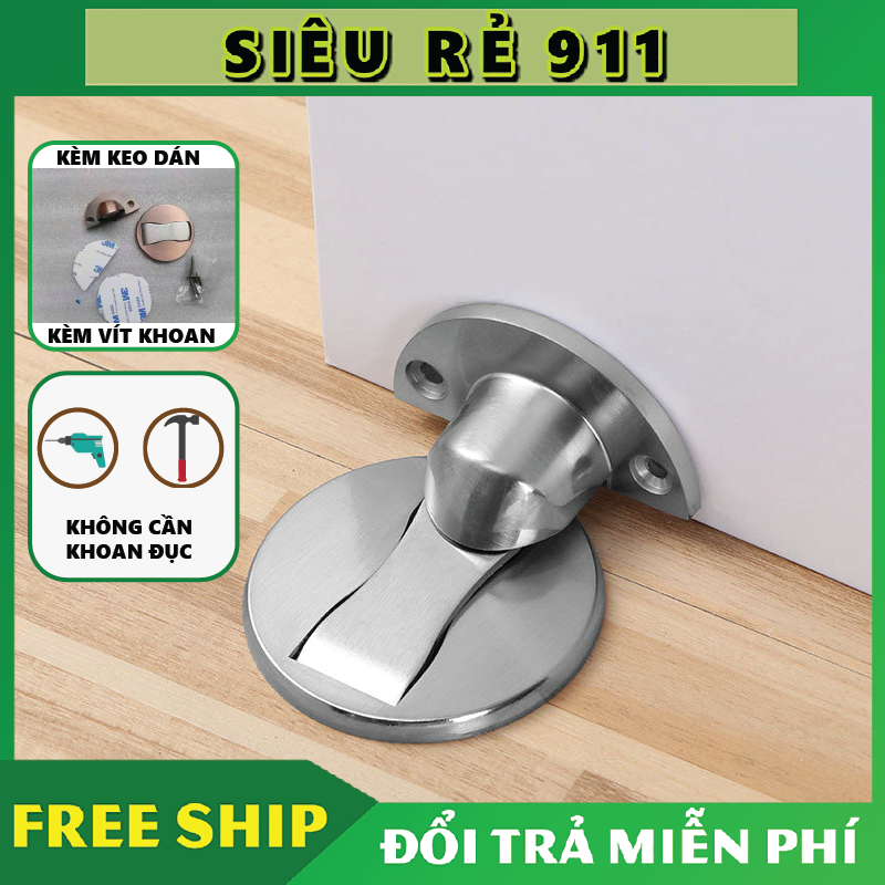 Chặn cửa hít nam châm dán sàn - kèm miếng dán 3m & ốc vít