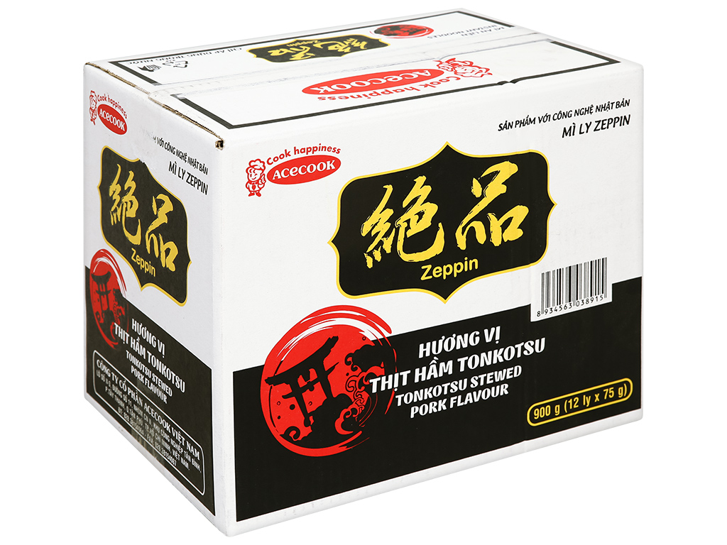 Mì zeppin hương vị thịt hầm tonkostu 75g - thùng 12 ly - bat muoi