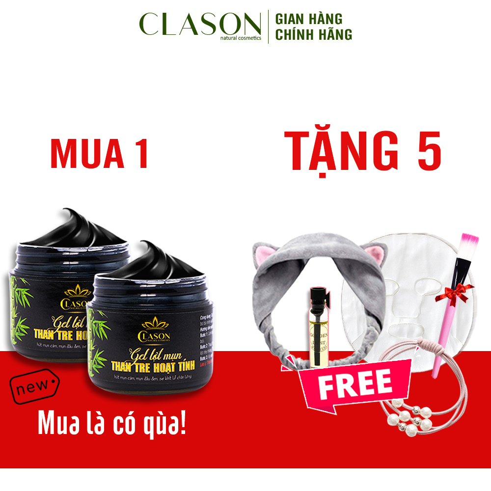 Combo 2 gel lột mụn than hoạt tính Clason hỗ trợ lột mụn đầu đen, hút mụn cám toàn mặt hộp 50gr kèm bộ 5 quà tặng hấp dẫn
