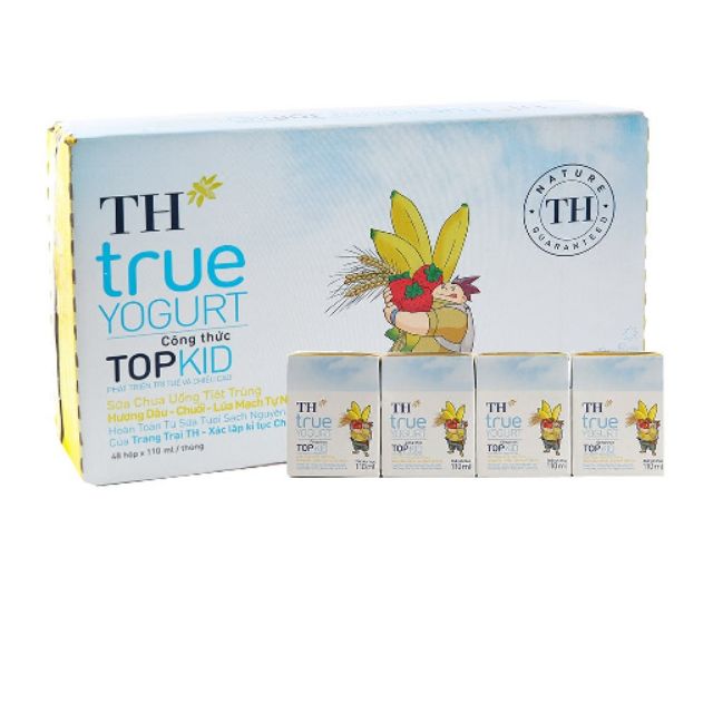 Sữa Chua Uống Tiệt Trùng Th True Yogurt Topkid Hương Dâu - Chuối - Lúa Mạch (Dâu  Chuối Lúa Mạch)