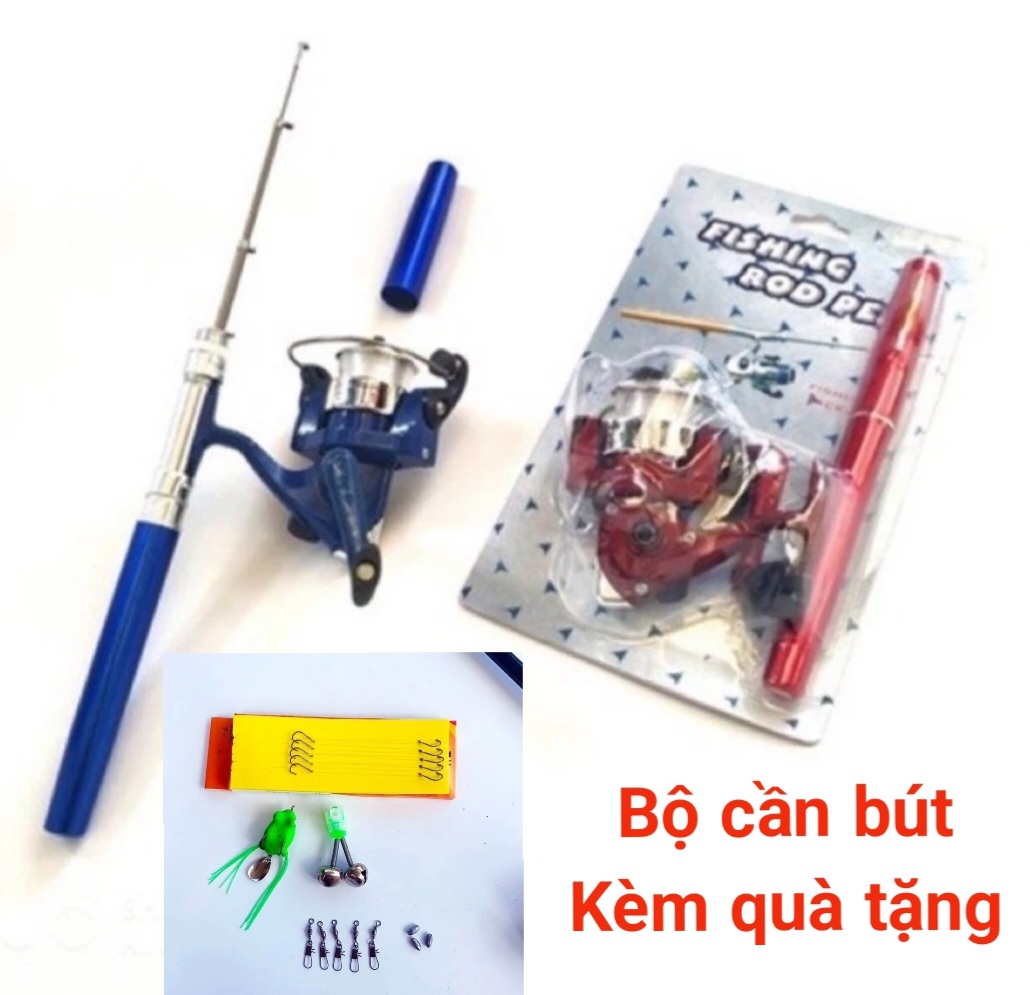 Bộ cần câu cá.cần câu bút tặng kèm phụ kiện cần đút cốp