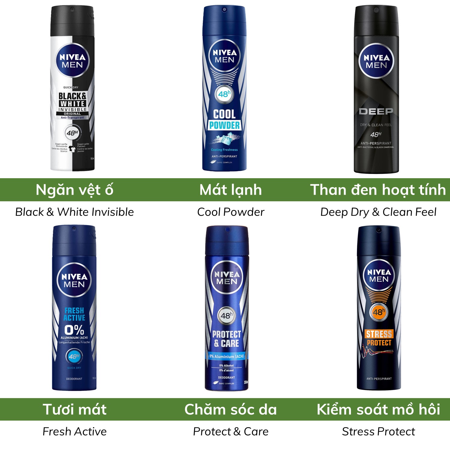 Xịt khử mùi nam Nivea Men nhiều hương 150ml