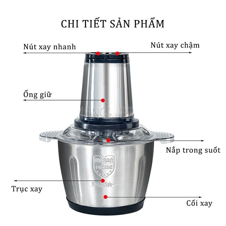 MÁY XAY THỊT, XAY THỰC PHẨM CỐI INOX CAO CẤP 250-300W
