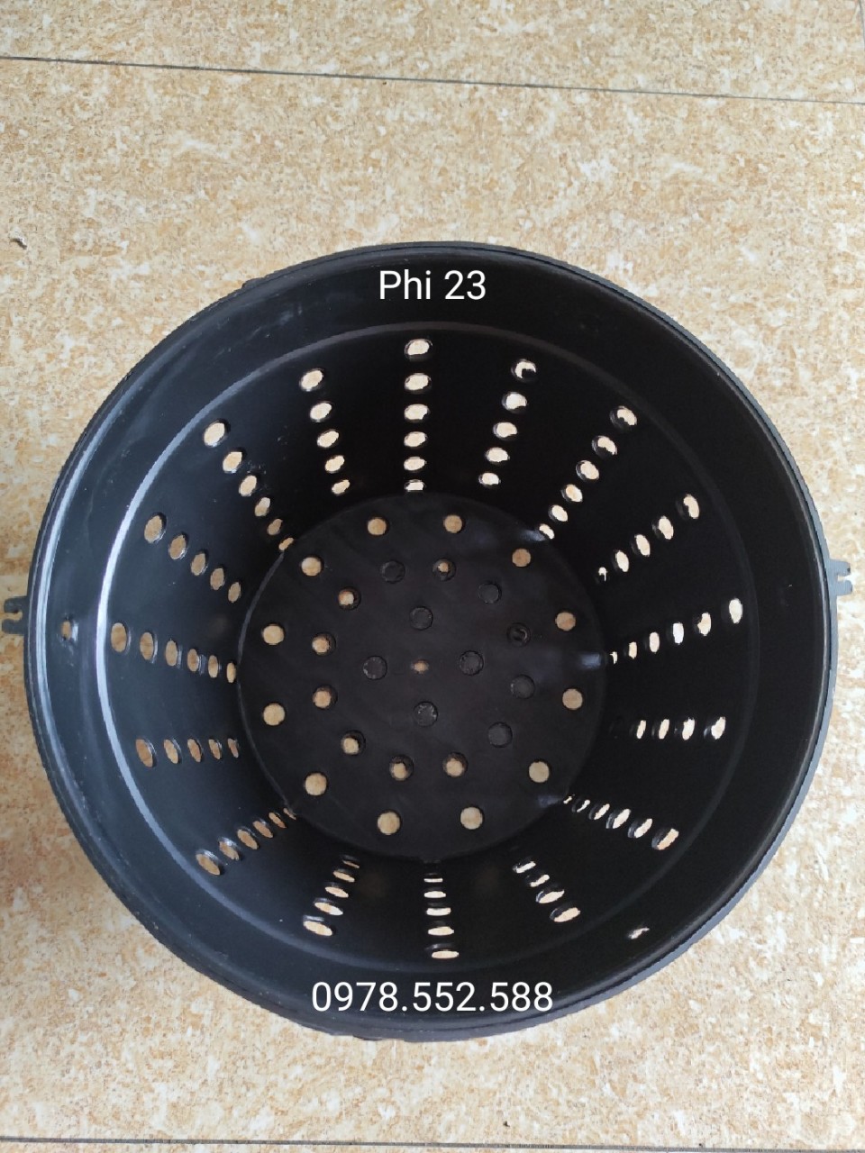 Combo 10 Chậu nhựa đen nhiều lỗ trồng Lan phi 23 cm