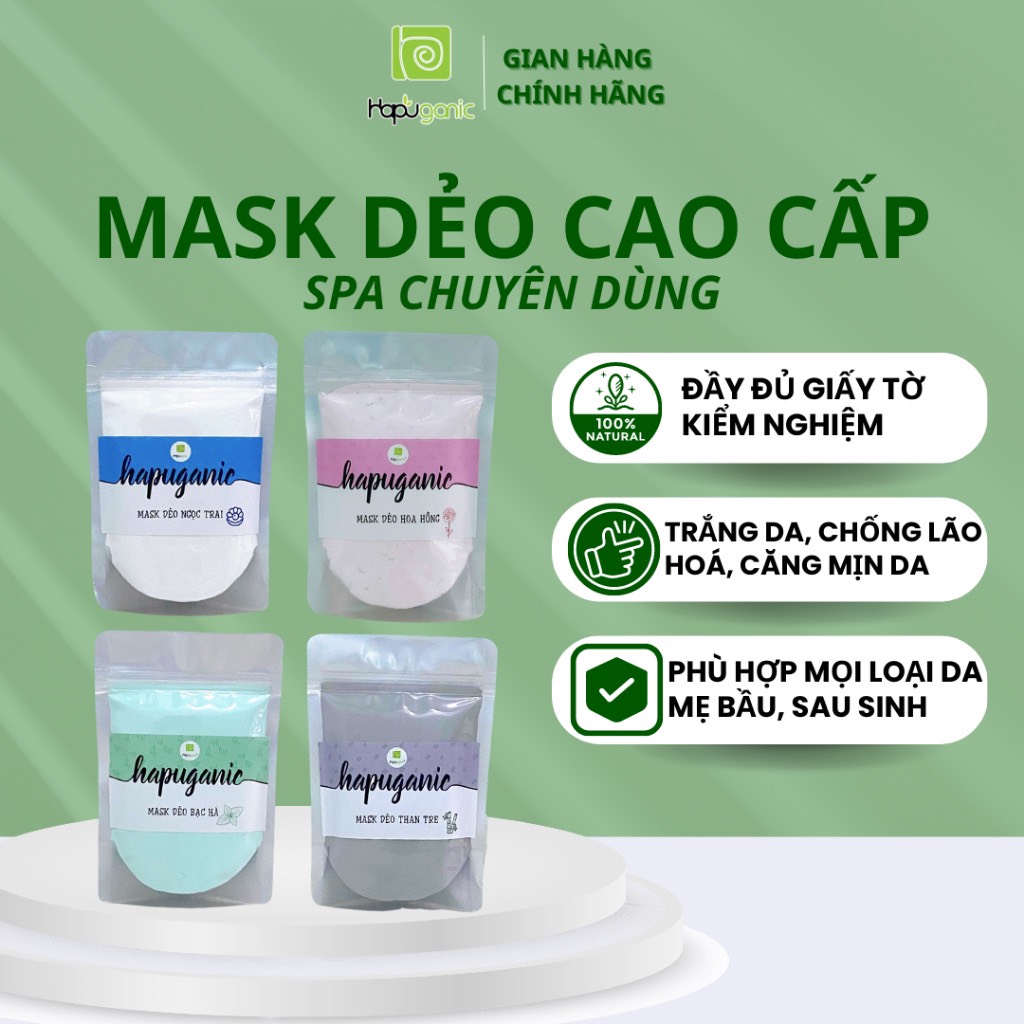Mặt nạ dẻo bạc hà, hoa hồng, than tre, DNA cá hồi sáng da, giảm mụn HaPuganic 50g