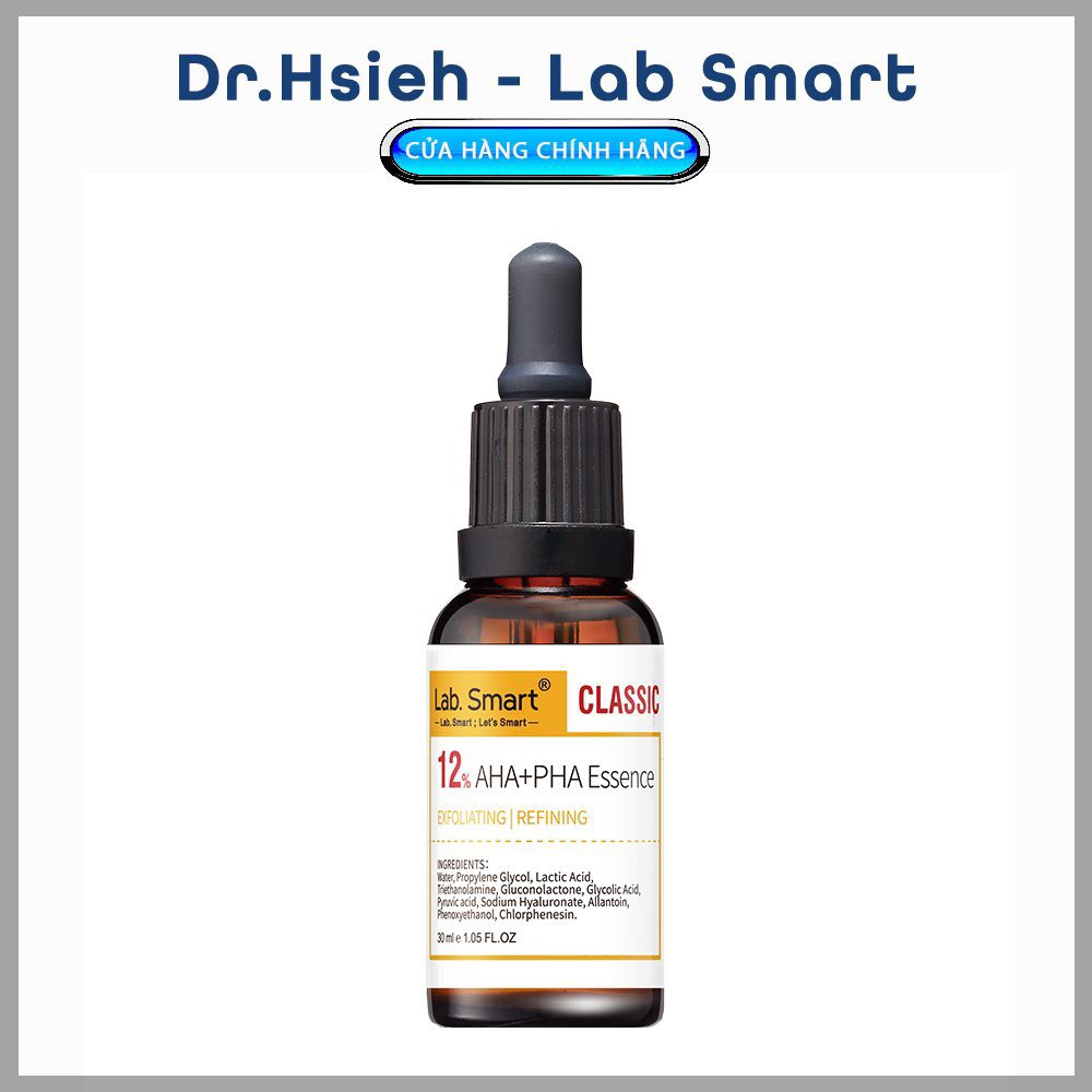 Tinh chất serum [VÀNG CLASSIC] 12% AHA + PHA tẩy tế bào da chết, giảm mụn trứng cá 30ml Dr Hsieh