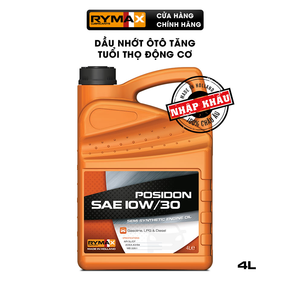 Dầu nhớt Ôtô - Xe Hơi tăng tuổi thọ động cơ Rymax Posidon SAE 10W30 (4L-5L) - Hàng nhập khẩu Châu Âu