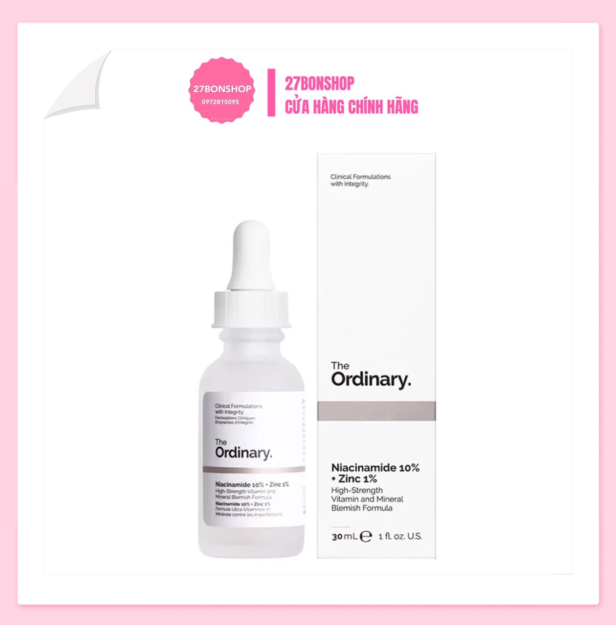 Tinh Chất Giảm Thâm Mụn Và Dưỡng Trắng Da The Ordinary Niacinamide 10% + Zinc 1% 30ml