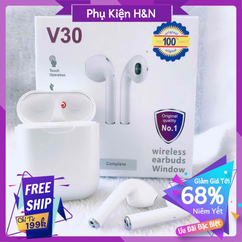 [Giảm Giá Sốc] Tai nghe không dây bluetooth V30 Tws - Hàng chính hãng - Tai nge ko dây Airpod pro cho iphone, samsung, oppo, xiaomi, sony - Tai phone buetooth