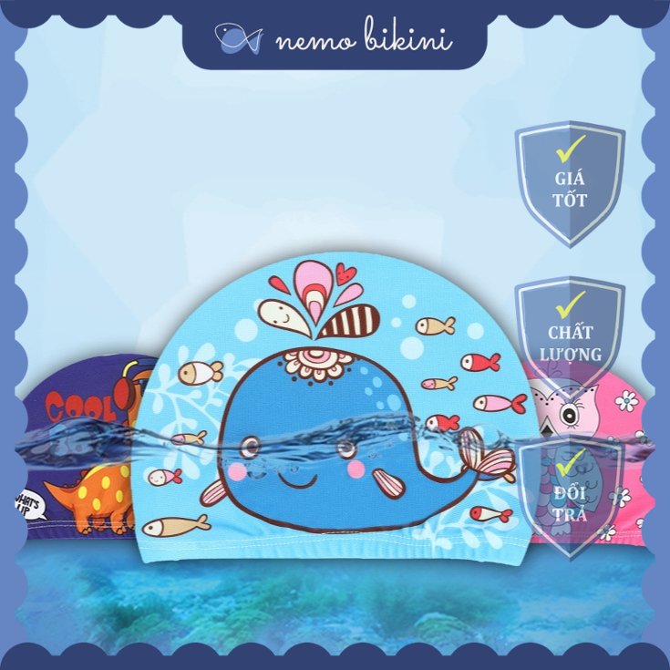 Mũ bơi trẻ em, mũ bơi cho bé trai bé gái hoạt hình ngộ nghĩnh Nemo Bikini