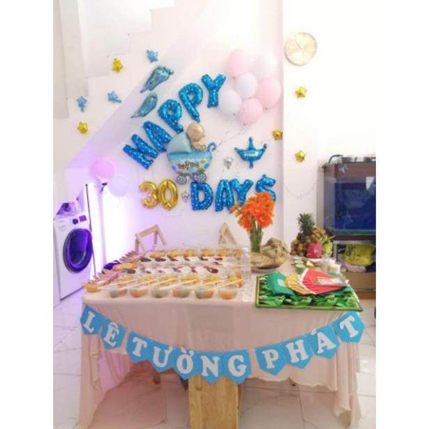 Set bóng đầy tháng happy 30 day bé trai MS115