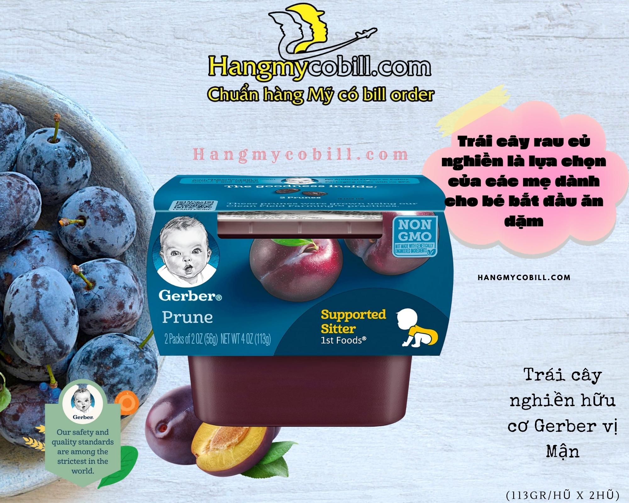 ( có bill nhập) Mận đen nghiền GERBER Mỹ - 1 lốc 2 hũ.