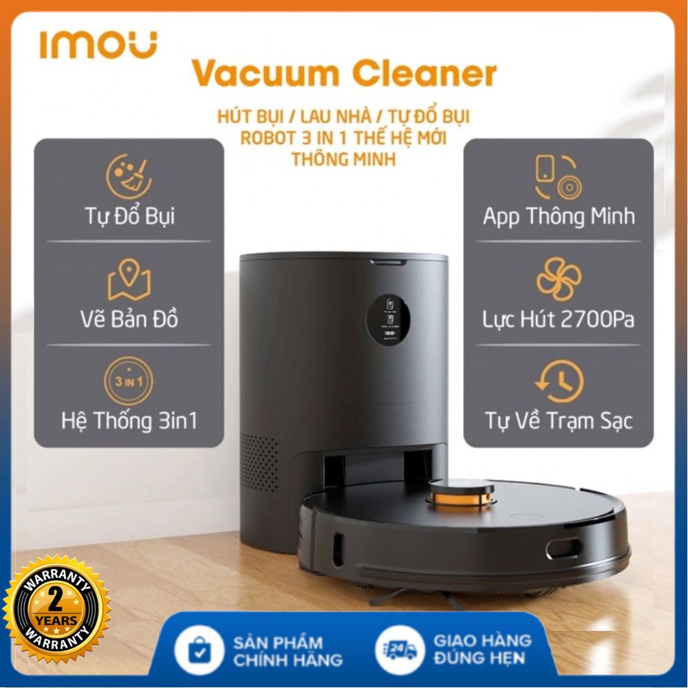 Robot hút bụi thông minh imou rv-l11-a - bảo hành 24 tháng - máy hút bụi tự động giặt rẻ cảm biến chống rơi & cảm biến thảm, tự động quay về trạm sạc