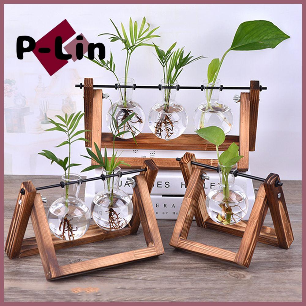 Chậu Trồng Cây Để Bàn Trang Trí Nhà Cửa, Chậu Hoa Khung Gỗ Bonsai, Bình Thủy Tinh Thủy Canh Nhà Máy 